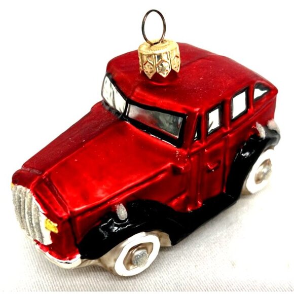 Christopher Radko Christmas Ornament 1998 Red Holiday Tour Car Glass 4" - Picture 2 of 9